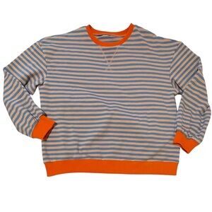 Striped Blue and Orange Women’s Sweatshirt Sz Small